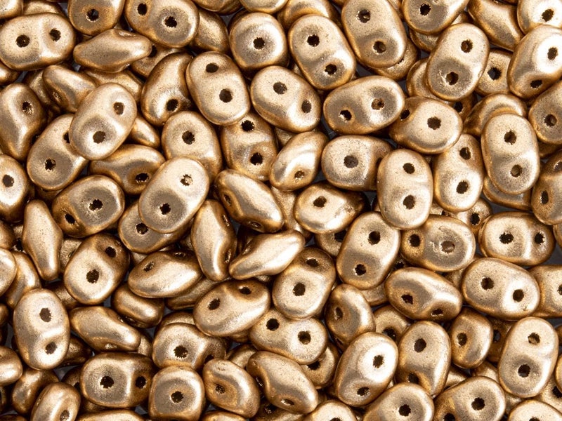 Czech SuperDuo Two-Hole Seed Crystal Beads 5.5x2.5mm Crystal Bronze Pale Gold 22gram